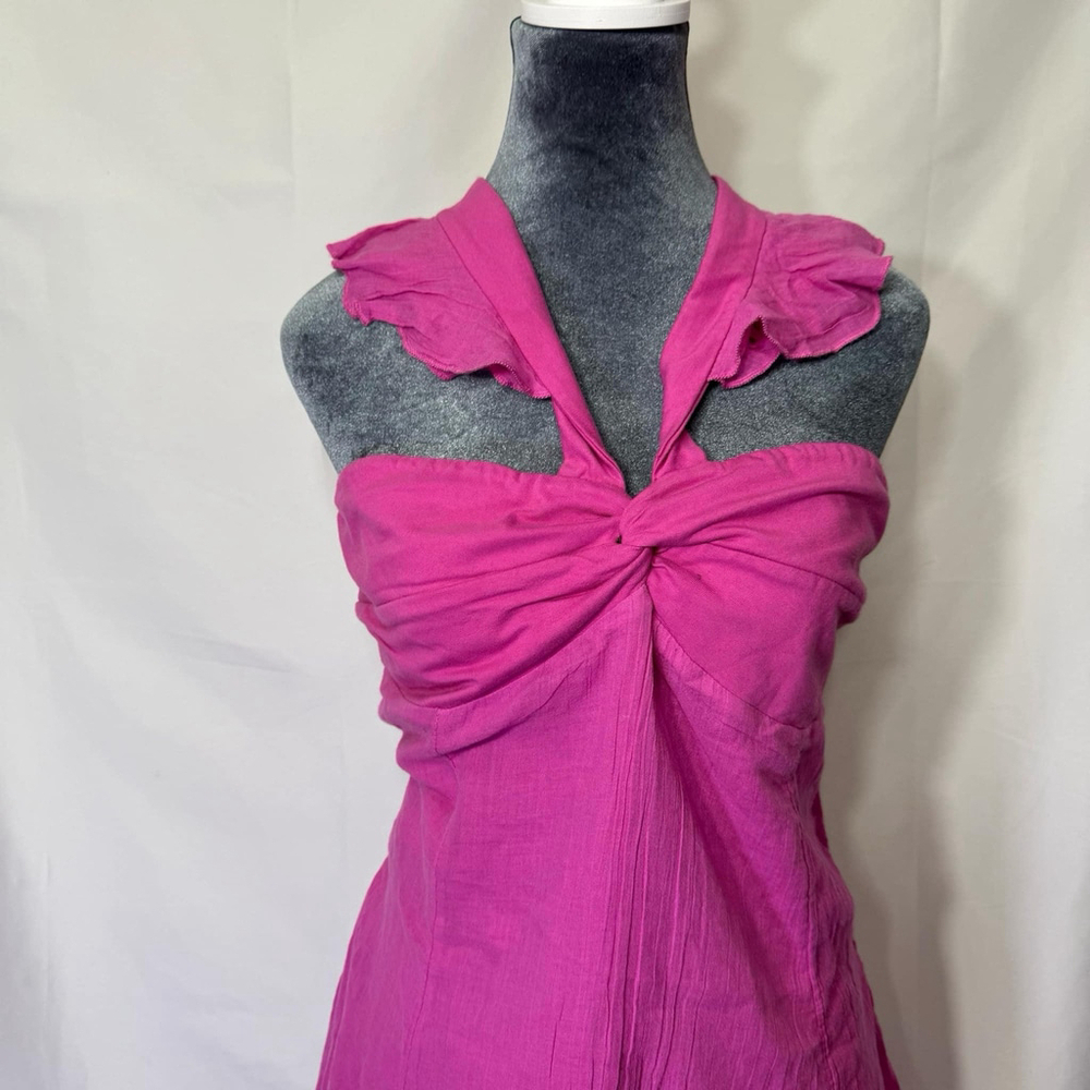 Free People Sleeveless Halter Backless Ruffle Bodycon Mini Party Dress Pink SzXL - Picture 4 of 11